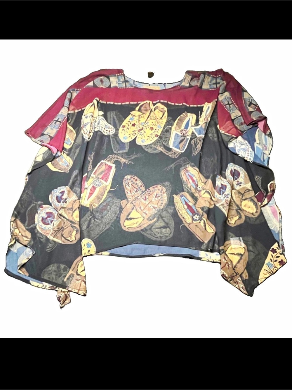 Double D Ranch 1X Sheer Chiffon Graphic Print Tunic Blouse poncho